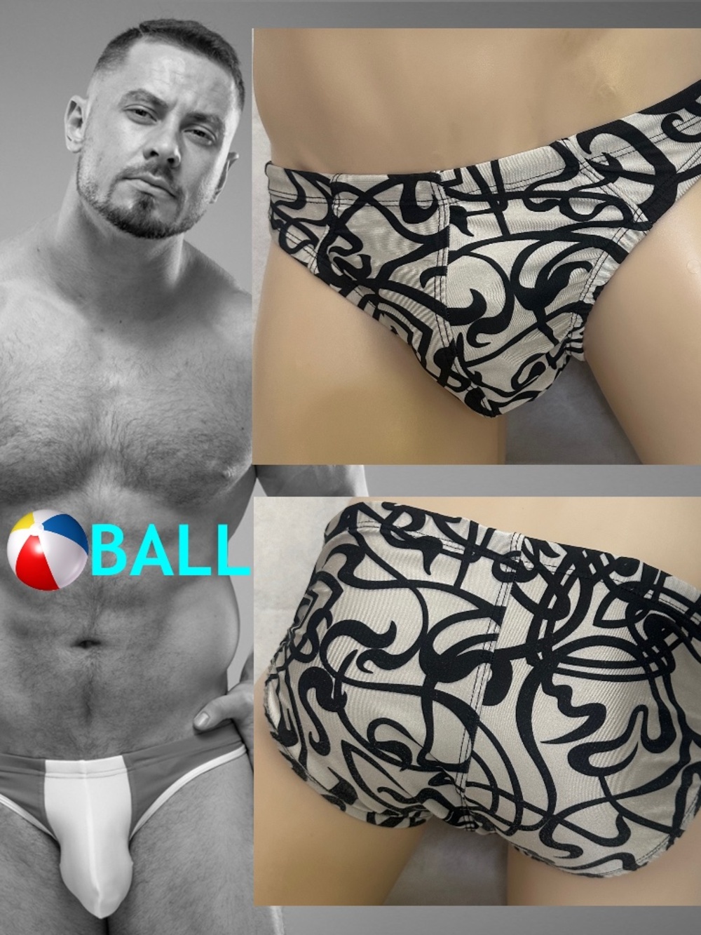 Ball Wonderjock Swimsuit Large 34-40" waist Gently worn Nylon/spandex no fabric
